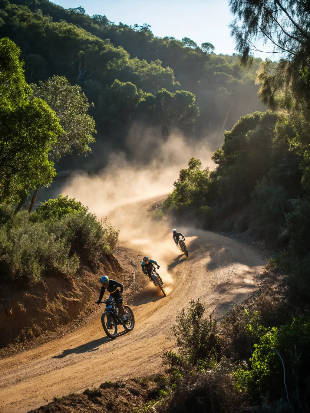 A diverse group of riders celebrating after a successful MOTO VERTE EVOLUTION event, highlighting the organization's commitment to inclusive participation.